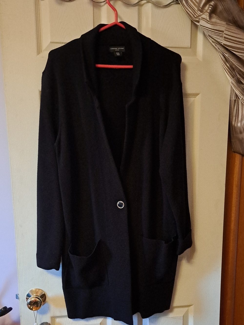 Adrienne Vittadini Black Single-Button Knit Blazer